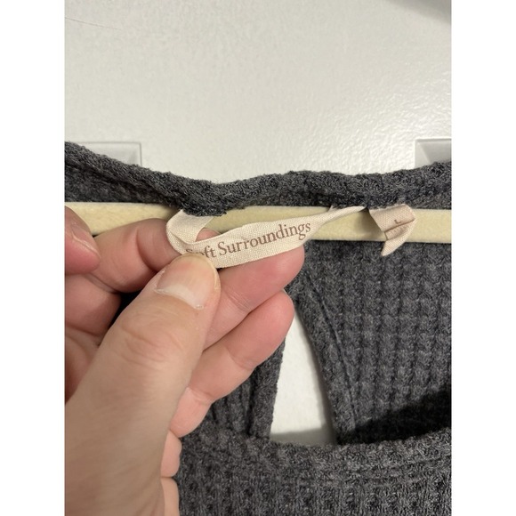 Soft Surroundings Top Womens Large Gray Waffle Knit Button Adjustable Side - Picture 4 of 10